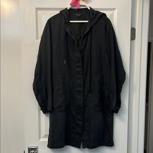 Theory Midnight Black linen Hooded anorak Jacket